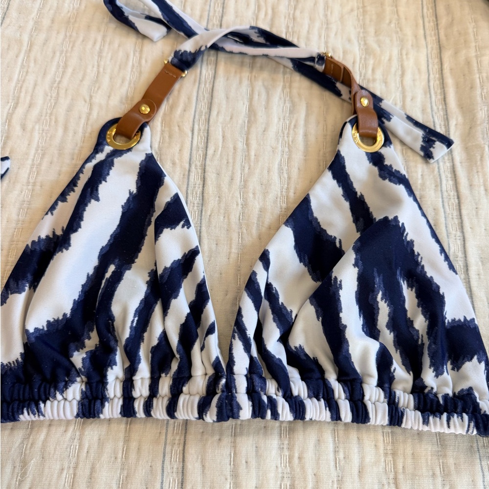 Vix Navy and White Zebra Halter Bikini - Picture 2 of 9